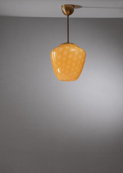 Yellow dotted glass pendant