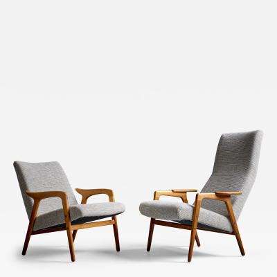 Yngve Ekstr m Pair of Newly Upholstered Yngve Ekstr m L sto and Ruster Lounge Chairs