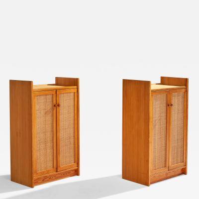 Yngve Ekstrom Cabinets with Pine and Rattan Sweden 1960s