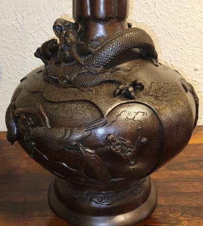 Yoshida Zo Meiji Period High Quality Japanese Bronze Vase by Yoshida Zo