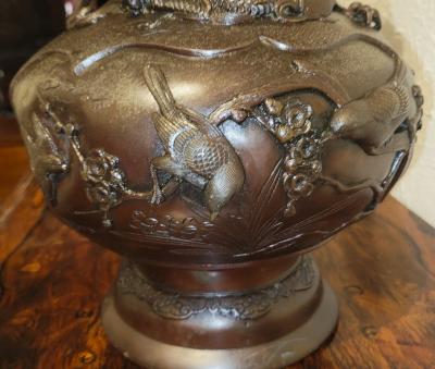 Yoshida Zo Meiji Period High Quality Japanese Bronze Vase by Yoshida Zo