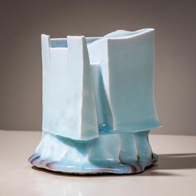 Yoshikawa Masamichi Ice Blue Vase Kayho by Ceramic Artist Masamichi Yoshikawa 21st Century