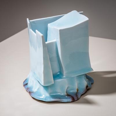 Yoshikawa Masamichi Ice Blue Vase Kayho by Ceramic Artist Masamichi Yoshikawa 21st Century