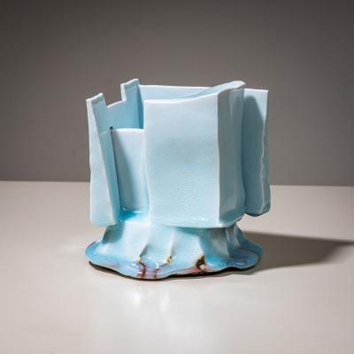 Yoshikawa Masamichi Ice Blue Vase Kayho by Ceramic Artist Masamichi Yoshikawa 21st Century