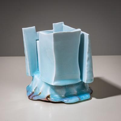 Yoshikawa Masamichi Ice Blue Vase Kayho by Ceramic Artist Masamichi Yoshikawa 21st Century