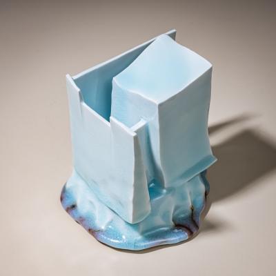 Yoshikawa Masamichi Ice Blue Vase Kayho by Ceramic Artist Masamichi Yoshikawa 21st Century