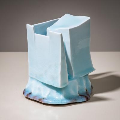 Yoshikawa Masamichi Ice Blue Vase Kayho by Ceramic Artist Masamichi Yoshikawa 21st Century