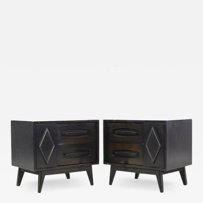 Young Manufacturing Mid Century Ebonized Nightstands Pair
