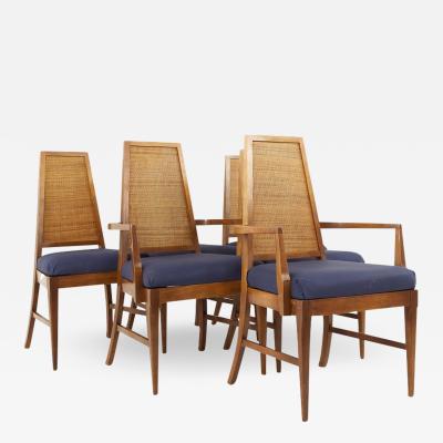 Young Manufacturing Mid Century Walnut Cane Back Dining Chairs Set of 6