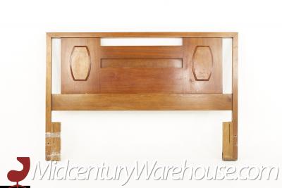Young Manufacturing Mid Century Walnut and Burlwood Queen Headboard
