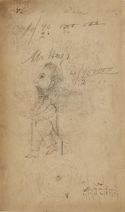 Young Students Character Sketch of a Teacher by a Student U S A circa 1820