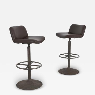 Yrjo Kukkapuro Pair of Brown Yrj Kukkapuro Moderno Bar Stools Finland 1960s