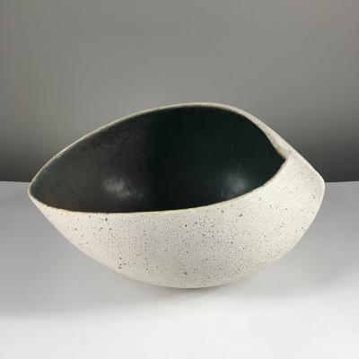 Yumiko Kuga Boat Shape Ceramic Bowl with Inner Glaze by Yumiko Kuga
