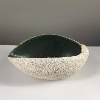 Yumiko Kuga Boat Shape Pottery Bowl with Glaze by Yumiko Kuga