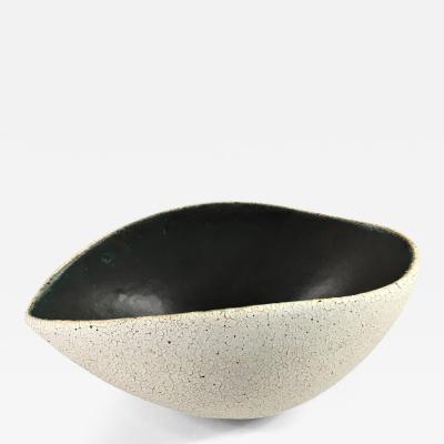 Yumiko Kuga Ceramic Boat Shape Bowl with Dark Inner Glaze by Yumiko Kuga
