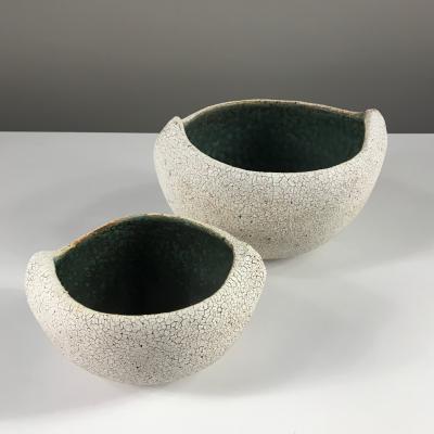 Yumiko Kuga Set of 2 Boat Shaped Bowls with Inner Glaze by Yumiko Kuga