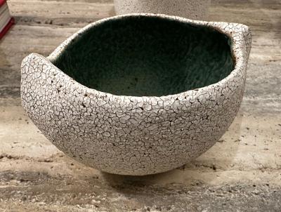 Yumiko Kuga Small Boat Shaped Ceramic Bowl with Glaze by Yumiko Kuga