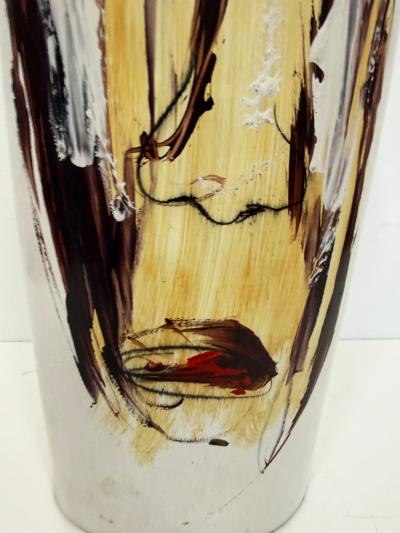 Yuri Zatarain Huge Mexican Artist Yuri Zatarain Face Vase Painted on Both Sides Oleo Series