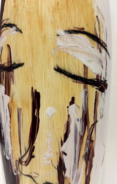 Yuri Zatarain Huge Mexican Artist Yuri Zatarain Face Vase Painted on Both Sides Oleo Series