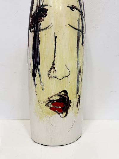 Yuri Zatarain Huge Mexican Artist Yuri Zatarain Face Vase Painted on Both Sides Oleo Series