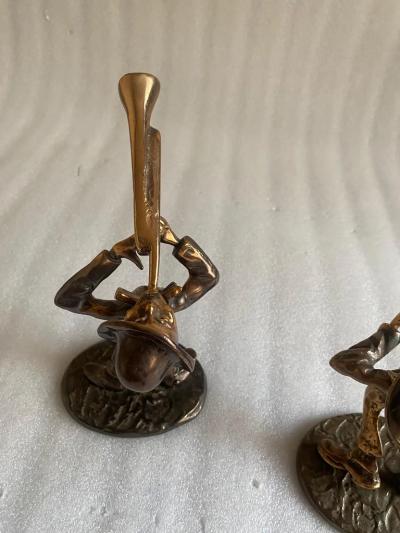 Yves Lohe 1970 80 Saxophonist and Trumpeter and Violin in Bronze Sculptures Signed LOHE