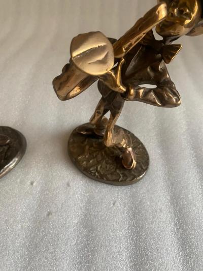 Yves Lohe 1970 80 Saxophonist and Trumpeter and Violin in Bronze Sculptures Signed LOHE