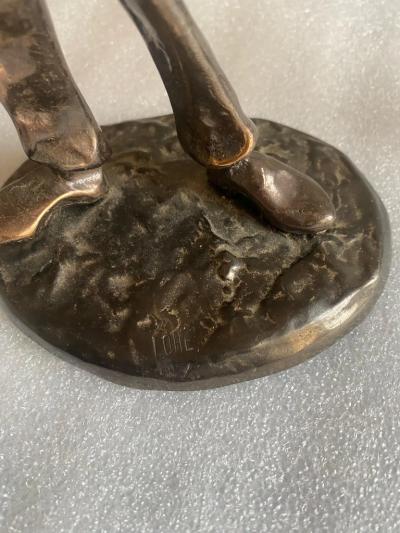 Yves Lohe 1970 80 Saxophonist and Trumpeter and Violin in Bronze Sculptures Signed LOHE