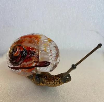 Yves Lohe 1970 80 Snail In Bronze And Glass Paste Sculpture Signed LOHE