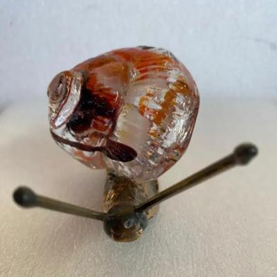 Yves Lohe 1970 80 Snail In Bronze And Glass Paste Sculpture Signed LOHE