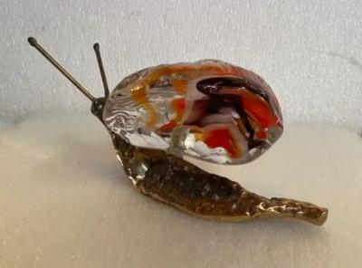 Yves Lohe 1970 80 Snail In Bronze And Glass Paste Sculpture Signed LOHE
