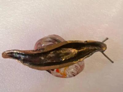 Yves Lohe 1970 80 Snail In Bronze And Glass Paste Sculpture Signed LOHE