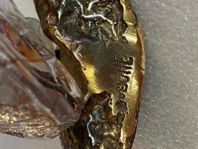 Yves Lohe 1970 80 Snail In Bronze And Glass Paste Sculpture Signed LOHE