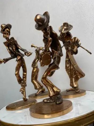 Yves Lohe 1970 80 The Jazz Band 4 Bronze Sculptures Signed LOHE