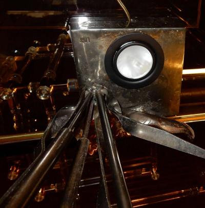 Yves Lohe Bronze Heron and Molten Glass Signed Lohe 1970 1980