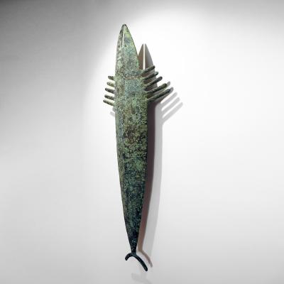 Yves PAGART BARRACUDA Bronze sculpture with green patina by Yves Pagart