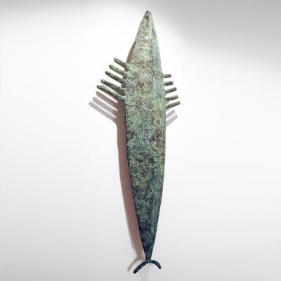 Yves PAGART BARRACUDA Bronze sculpture with green patina by Yves Pagart