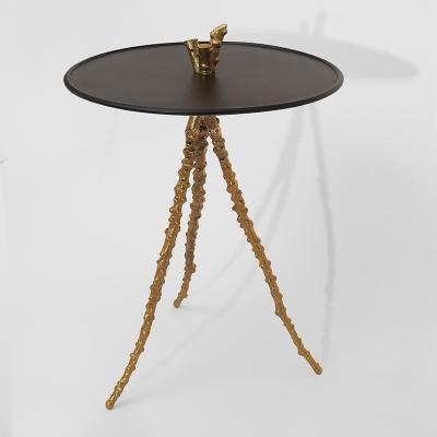 Yves PAGART BEAUZ E Bronze and blackened pear wood side table