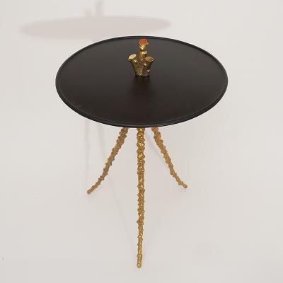 Yves PAGART BEAUZ E Bronze and blackened pear wood side table