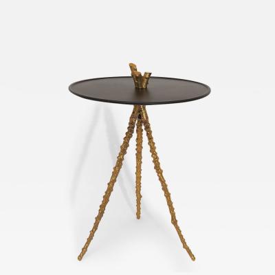 Yves PAGART BEAUZ E Bronze and blackened pear wood side table