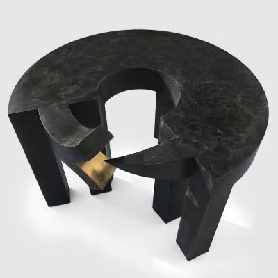 Yves PAGART ELLE A DU CHIEN Unique dog side table in patinated zinc and brass