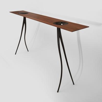Yves PAGART ELLE AVAIT UN NOM Walnut and bronze console