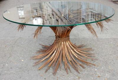 Yves Saint Laurent 1950 1970 Pedestal Table or Coffee Table in YSL Style in Gilded Iron