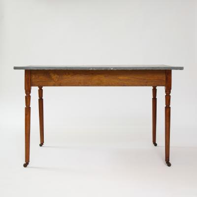 ZINC TOP TABLE WITH TURNED LEGS