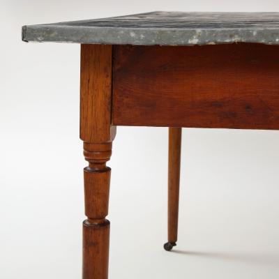 ZINC TOP TABLE WITH TURNED LEGS