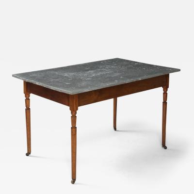 ZINC TOP TABLE WITH TURNED LEGS