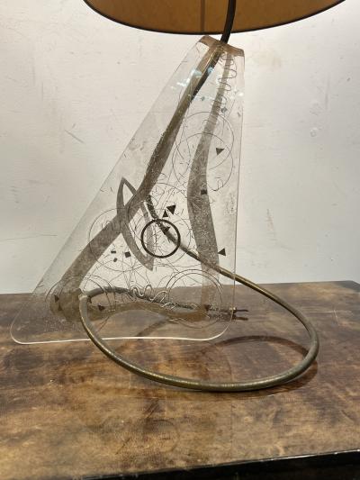 Zahara Schatz MODERNIST PLEXIGLASS WITH INCLUSIVE METALS DESIGN LAMPS BY ZAHARA SCHATZ