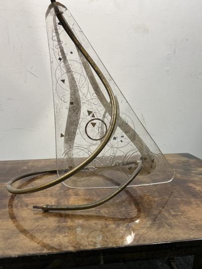Zahara Schatz MODERNIST PLEXIGLASS WITH INCLUSIVE METALS DESIGN LAMPS BY ZAHARA SCHATZ