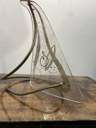 Zahara Schatz MODERNIST PLEXIGLASS WITH INCLUSIVE METALS DESIGN LAMPS BY ZAHARA SCHATZ