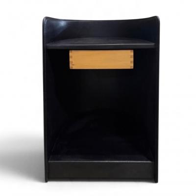 Zanotta Leather Side End Nightstand Table Italy 1980