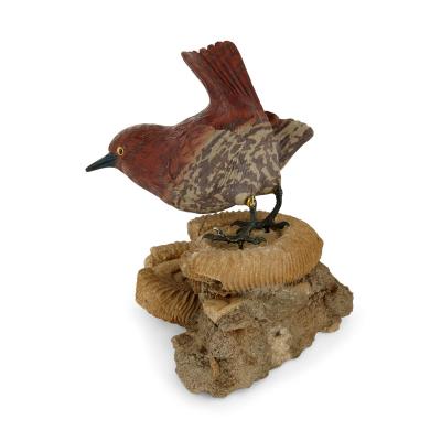 Zebra stone and silver bird model